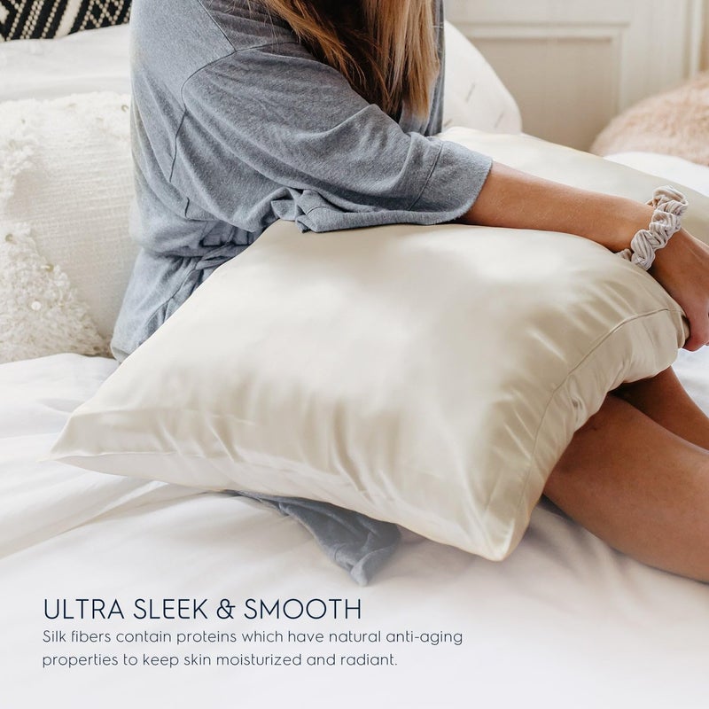 Tafts Pillow Cases - 22mm 100% Pure Mulberry 6A Silk Pillowcase for Hair & Skin with Zipper Closure, Cooling, Natural, Organic, Double Sided Silk Pillow Case (Cool White, King 20"x36", 1pc) - Image 4